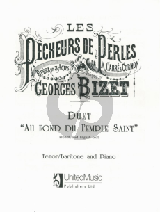 Bizet Duet Les Pecheurs de Perles 'Au Fond du Temple Saint' (Tenor-Bariton-Piano) (English-French)
