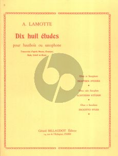 Lamotte 18 Etudes pour Hautbois