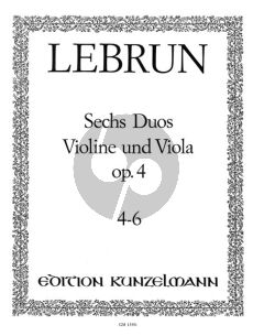 Lebrun 6 Duos Op. 4 Vol. 2 Violine und Viola (No. 4 - 6)