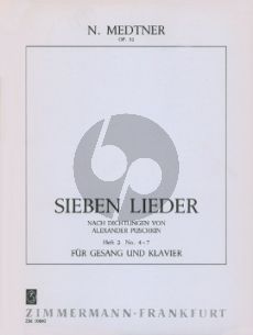 Medtner 7 Lieder nach Dichtungen von Puschkin Op.52 Vol.2 fur Gesang und Klavier (Deutsch/English/Russisch)