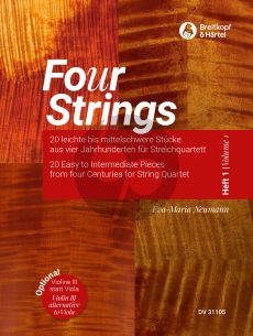 Fo(u)r Strings 1 String Quartet Score-Parts (20 Easy to Intermediate Pieces No. 1 - 12) (Eva-Maria Neumann)