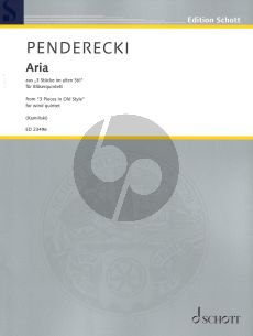 Penderecki Aria from "Three Pieces in Old Style" arranged for Wind Quintet (Score and Parts)