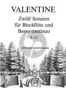 Valentine 12 Sonaten Vol. 3 No. 9 - 12 Altblockflöte (Flöte) und Bc (Walter Kolneder)