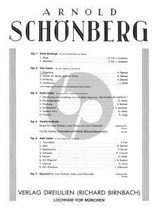 Schoenberg 4 Lieder Op.2 No.1 Erwartung fur Hohe Stimme und Klavier (Herausgeber Richard Dehmel)