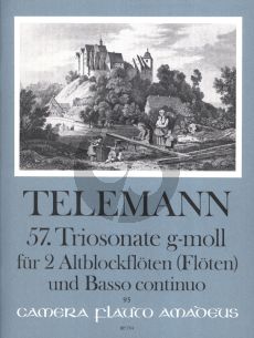 Telemann Trio Sonata g-minor TWV 42:e8 2 Treble Recorders or 2 Flutes and Bc (Continuo by Willy Hess) (Score/Parts)