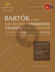 Bartok 10 Pieces from 'For Children' for 3 Violins and Cello or String Quartet or Youth String Orchestra (Score-Parts) (transcr. Leo Weiner)