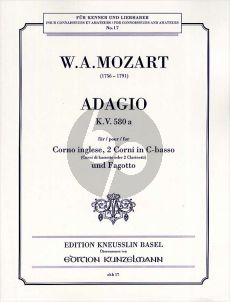 Mozart Adagio F-dur KV 580a Englische Horn-2 Horner-Fagot (Part./Stimmen)