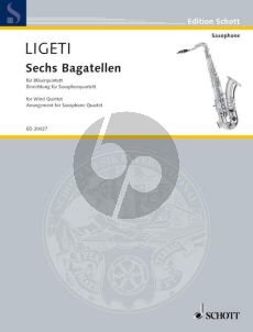 Ligeti 6 Bagatelles from Musica Ricercata 4 Saxophones (SATB) (Score/Parts) (arr. Fabio Oehrli)