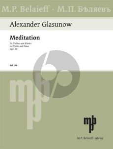 Glazunov Meditation Op.32 D-major Violin-Piano