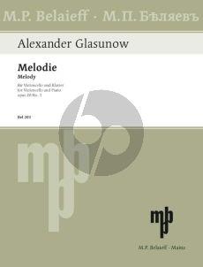 Glazunov Melodie Op.20 No.1 D-major Violoncello-Piano