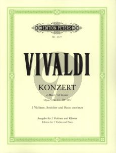 Vivaldi Concerto d-minor Op.3 No.11 (RV 565) 2 Violins-Strings-Bc Edition for 2 Violins and Paino (edited by Paul Klengel)