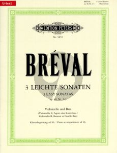 Breval 3 Leichte Sonaten Op.40 fur Violoncello und Bass (Klavier ad Lib.) (Herausgeber Anne Marlene Gurgel und Laurence Dreyfus) (Peters-Urtext)