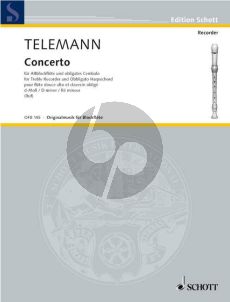 Telemann Concerto d-minor TWV 42:h1 Treble Recorder with Cembalo obl. (edited by Hugo Ruf)