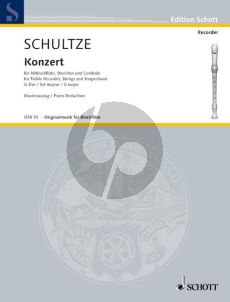 Schultze Concerto G-major Treble Recorder-Strings-Bc (piano red.) (edited by Schultz-Hauser)