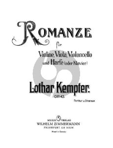 Kempter Romanze Op. 43 Harfe-Violine-Viola und Violoncello (Part./Stimmen)