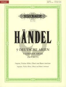 Handel 9 deutsche Arien HWV 202 - 210 Sopran-Violine [Flöte/Oboe]-Bc (Part./Stimmen) (Jürgen Blume)