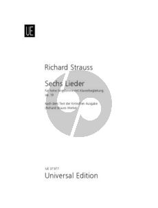 Strauss 6 Lieder Op.19 TrV 152 Hohe Stimme-Klavier (aus "Lotosblätter“ von Adolf Friedrich von Schack) (dt./engl.)