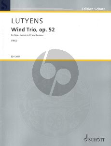 Lutyens Wind Trio Op. 52 for Flute, Clarinet in Bb and Bassoon (Score and Parts) (In the Meadows / Sur la prairie verte (1963))