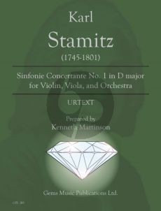 Stamitz Sinfonia Concertante No.1 in D major for Violin, Viola, and Orchestra Score and 9 Parts (Edited by Kenneth Martinson) (Urtext)