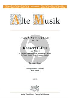 Leclair Konzert C-Dur Op. 7 No. 3 Flöte-Streicher und Bc (Partitur) (Kurt Redel)