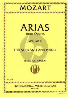 Mozart 40 Arias Vol.3 for Soprano and Piano (Edited by Sergius Kagen) (with English translations)