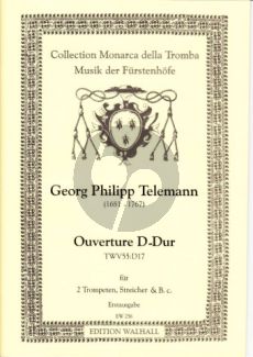 Telemann Ouverture D-dur TWV 55:D17 2 Trompeten[Clarini]- Orgel) (Part./Stimmen) (Plietzsch)