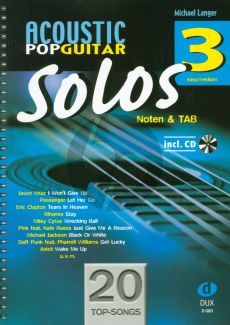 Album Acoustic Pop Guitar Solos Vol.3 Gitarre Noten und TAB Buch mit Cd (Arrangiert von Michael Langer)