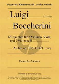 Boccherini Quintett No. 65 A-Dur Op. 31 No. 5 G. 329-Cop 2 Vi.-Va.-2 Vc. (Part./Stimmen)