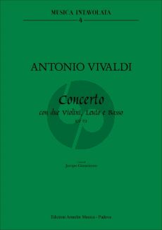 Vivaldi Concerto D-major RV 93 2 Violins, Lute and Basso (Score/Parts) (edited by Jacopo Gianninoto)