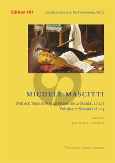 Mascitti 6 Trio Sonatas from Op. 4 Vol. 2 Sonatas 12 - 14 2 Violins and Bc (Score/Parts) (edited by Michael Talbot)