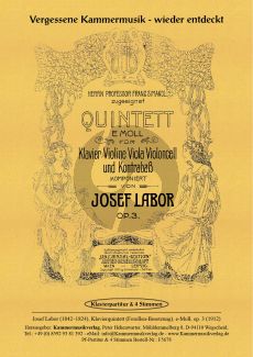 Labor Piano Quintet E minor Op.3 (1912) for Violin, Viola, Violoncello, Double Bass and Piano Score and Parts