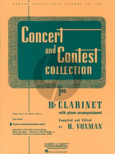 Concert and Contest Collection Piano Accompinament Book for Clarinet (Compiled and Edited by H. Voxman) (Rubank Educational Library No. 144)