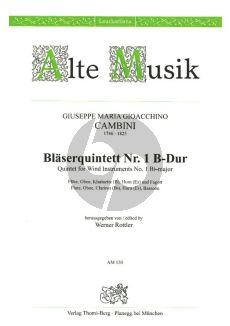 Cambini Quintett No.1 B-dur Flöte-Oboe-Klar. [Bb]-Horn [Eb] und Fagott (Stimmen) (Werner Rottler)