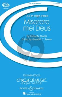 Aleotti Miserere mei Deus SSAA a cappella (organ and basso continuo ad lib.) (edited by Meredith Y. Bowen)