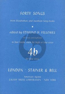 Album 40 Songs from Elizabethan and Jacobean Song Books Fellowes Vol.4B (Low Voice)