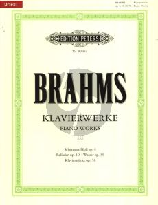 Brahms Klavierwerke Vol.3 - Kleinere Werke Op. 4, 10, 39 und 76 (Herausgebers Carl Seemann / Kurt Stephenson) (Peters-Urtext)