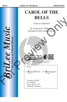 Leontovich Carol of the Bells 2-Part Choir and Piano (arr. Peter J. Wilhousky and Steve Kupferschmid)