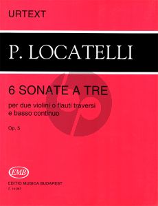 Locatelli 6 Sonate a Tre Op.5 for 2 Violins or 2 Flutes and Bc (edited by Janos Malina and Geza Klembala) (EMB-Urtext)