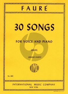 Faure 30 Songs for High Voice and Piano (Edited by Sergius Kagen) (French/English)