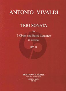 Vivaldi Sonata g-minor RV 81 2 Oboes and Bc (Score/Parts) (David Lasocki and Robert Paul Block)