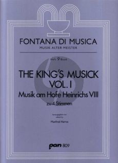 Album King's Musick Vol.1 - Musik am Hofe Heinrichs VIII zu 4 Blockfloten (ATTB)) (oder andere Melodie Instrumente) (Herausgegeben Manfred Harras)