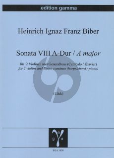 Biber Sonata VIII A-Dur for 2 Violins And Piano (Edition Gamma)