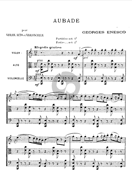 Aubade Vi. Va. Vc. Score Parts George Enescu Broekmans Van