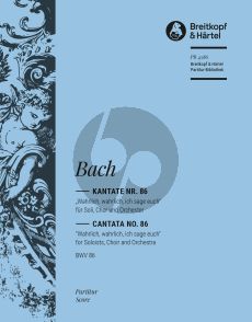 Bach Kantate BWV 86 Wahrlich, wahrlich, ich sage euch Soli-Chor und Orchester Partitur