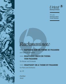 Rachmaninoff Rapsodie sur un thème de Paganini Op. 43 Piano and Orchestra (Full Score) (edited by Norbert Gertsch)