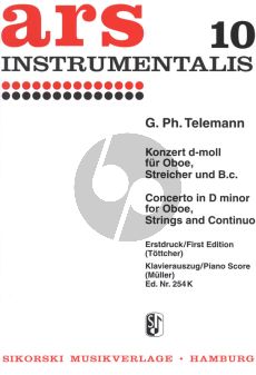 Telemann Konzert D moll TWV 51:d1 Oboe-Streicher und BC Ausgabe Oboe und Klavier (Erstdruck / First Edition) (Herausgegeben von Hermann Tottcher, Klavieruaszg Godfried Muller)