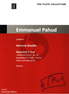 Dvorak Quartet "American" F-major Opus 96 for Flute, Violin, Viola and Cello Score (transcr. by Stephan Koncz)