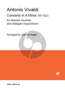 Vivaldi Concerto A-Minor RV 522 for Descant Recorder and Obbligato Harpsichord (Arranged by Jan Devlieger)