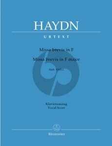 Haydn Missa Brevis F-dur Hob.XXII:1 for Soprano Solo, SATB and Orchestra Vocal Score (Editors James Dack and Georg Feder) (Barenreiter-Urtext)