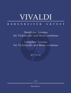 Vivaldi 9 Sonatas RV 39 - 47 Violoncello-Bc (edited by Bettina Hoffmann) (Barenreiter-Urtext)